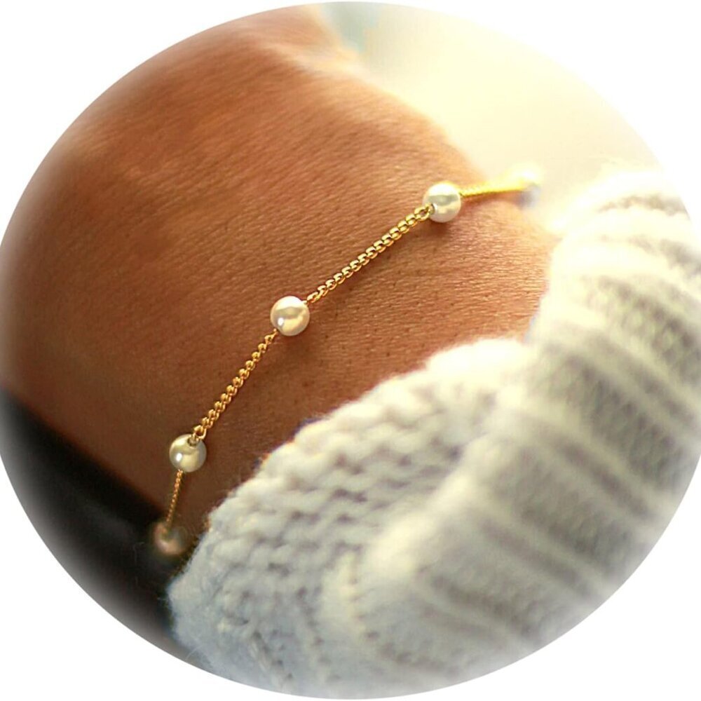 Dainty Gold Bracelet Women 14K Gold Plated Lightweight Chain Minimalist Jewelry